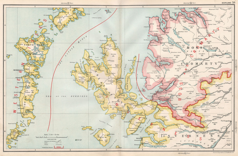 SCOTTISH HIGHLANDS & ISLANDS.Ross/Cromarty Harris Uist Skye Rhum.BACON 1936 map
