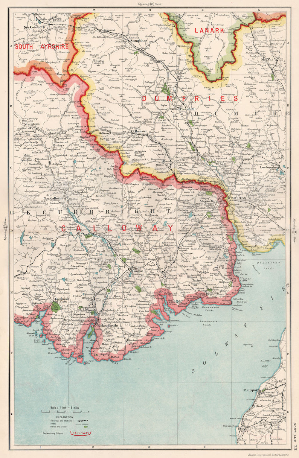 DUMFRIES & GALLOWAY.Scotland.Kirkcudbrightshire.Constituencies.BACON 1936 map