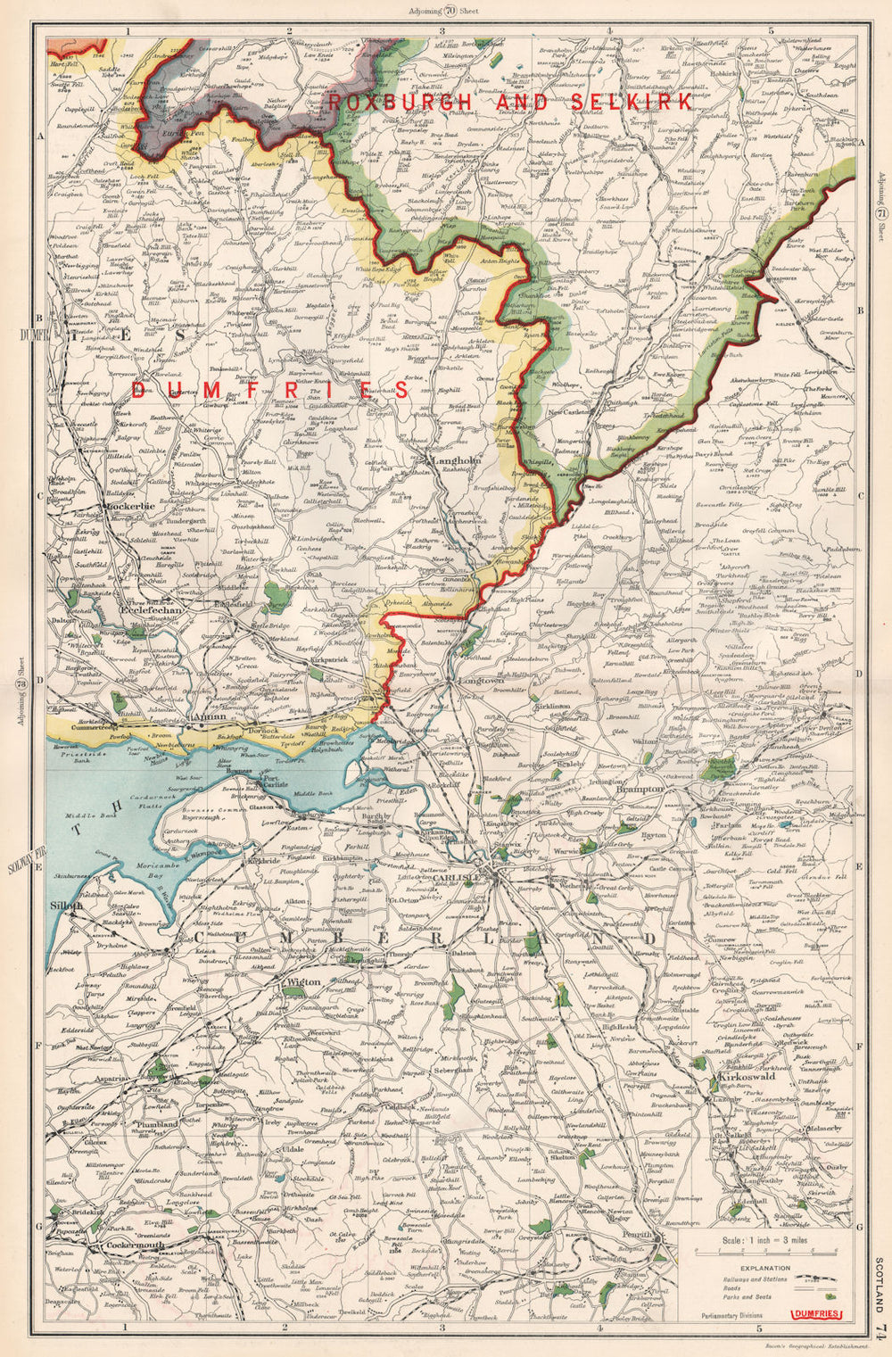 SOLWAY FIRTH.Scotland Cumberland Dumfries Roxburgh.Constituencies.BACON 1936 map