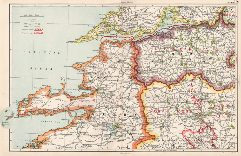 MUNSTER. Ireland. Limerick Kerry Cork. Parliamentary divisions. BACON 1936 map