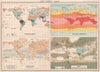 WORLD CLIMATE. Rainfall Temperature Winds Cloudiness. BARTHOLOMEW 1901 old map