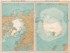POLAR REGIONS.Arctic Antarctic North South Pole.Explorers observations 1901 map