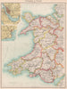 WALES.Showing counties & railways.Inset Liverpool & Cardiff.BARTHOLOMEW 1901 map