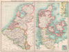 BENELUX/DENMARK.Holland Belgium Schleswig-Holstein.Copenhagen Bornholm 1901 map