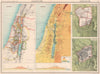 PALESTINE & JERUSALEM. 12 tribes of Israel. W-E sections. Relief map 1901