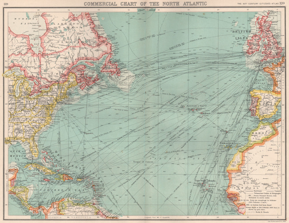 North Atlantic Routes NORTH ATLANTIC COMMERCIAL. Steamer routes TelegraphsRailways Canals ...