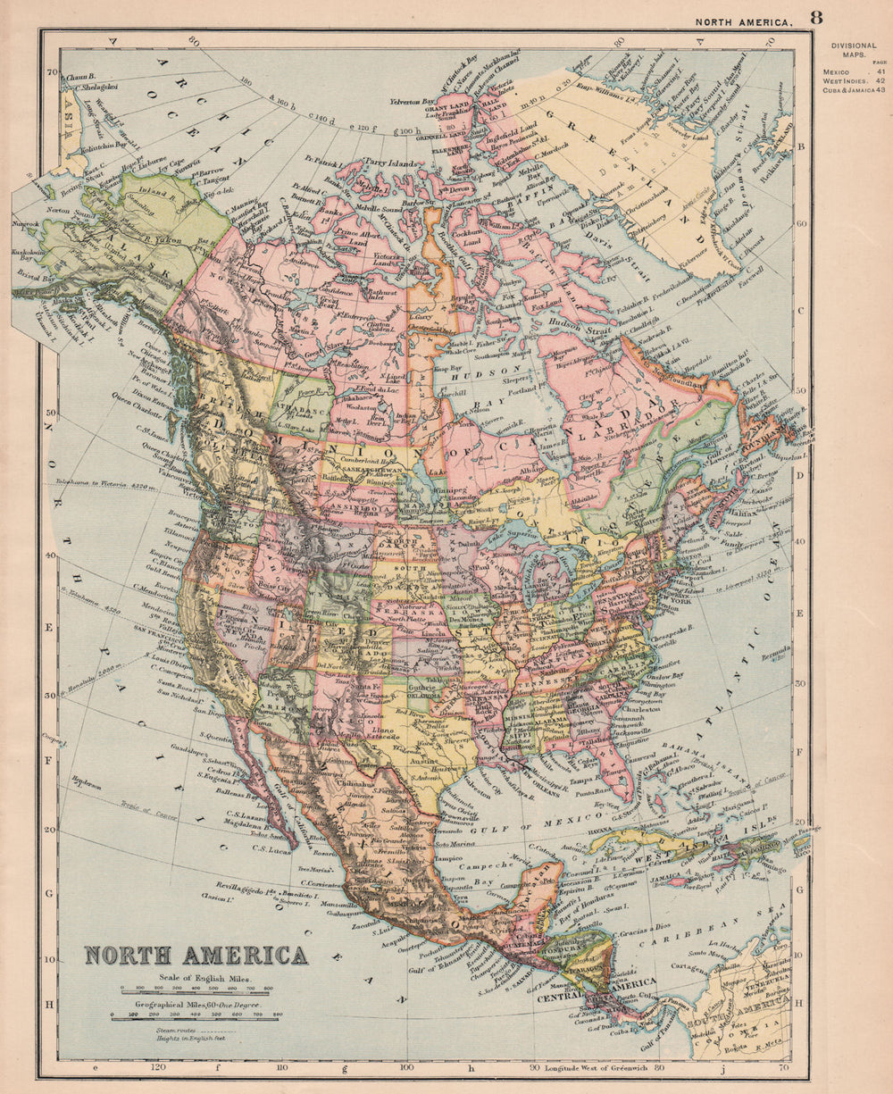 NORTH AMERICA. Political. States. Atahbasca Keewatin Assiniboia. BACON 1893 map