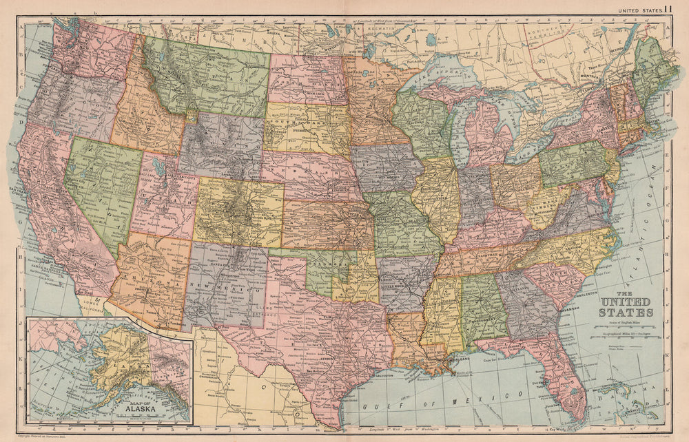 USA RAILROADS. United States. Railways & steamship routes. BACON 1893 old map