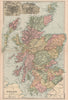 SCOTLAND. Showing counties. inset Glasgow & Edinburgh. BACON 1893 old map