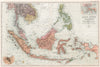 EAST INDIES. Dutch Indonesia Philippines Malaya Siam. Inset Singapore 1893 map