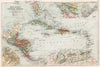 CARIBBEAN. West Indies and Central America; inset Panama Canal; Bermuda 1893 map