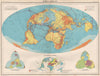 WORLD AIR ROUTES. Nordic projection. Airways. BARTHOLOMEW 1952 old vintage map