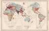 WORLD POPULATION. Sinusoidal equal area projection. BARTHOLOMEW 1952 old map