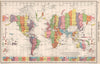 WORLD. Time Zones. UK Ireland Spain & France on same zone. BARTHOLOMEW 1952 map