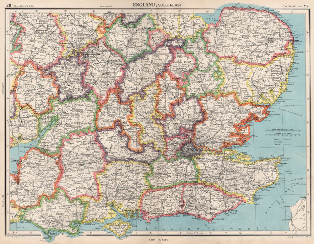 SOUTHERN ENGLAND. Isle of Ely a separate county from Cambridgeshire 1952 map