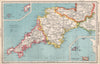 SOUTH WEST ENGLAND. Devon & Cornwall. BARTHOLOMEW 1952 old vintage map chart