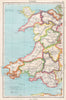 WALES. showing counties. BARTHOLOMEW 1952 old vintage map plan chart