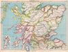 CENTRAL SCOTLAND. Showing counties. BARTHOLOMEW 1952 old vintage map chart