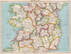 IRELAND CENTRAL. Connaught & Leinster. Eire. BARTHOLOMEW 1952 old vintage map