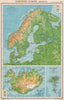 SCANDINAVIA PHYSICAL.Iceland Norway Sweden Denmark Finland.BARTHOLOMEW 1952 map