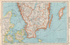 SWEDEN SOUTH. + Denmark East. Railways. BARTHOLOMEW 1952 old vintage map chart