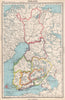 FINLAND. showing provinces. Also shows pre-1940 borders/changes 1952 old map