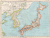 JAPAN & KOREA. Shows Korea pre-war division along 38th parallel 1952 old map