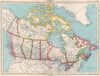 CANADA. showing provinces & railways. BARTHOLOMEW 1952 old vintage map chart