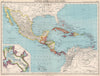 CARIBBEAN/CENTRAL AMERICA. Inset Panama Canal Zone. BARTHOLOMEW 1952 old map
