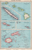 PACIFIC ISLANDS. Hawaii Samoa Fiji New Caledonia Society Islands 1952 old map