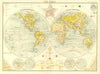 WORLD IN HEMISPHERES. Seasons Populations areas planets. BARTHOLOMEW 1898 map