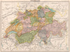 SWITZERLAND. Showing cantons & railways. BARTHOLOMEW 1898 old antique map