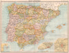 IBERIA. Spain & Portugal; inset Gibraltar; Lisbon; Madrid. BARTHOLOMEW 1898 map