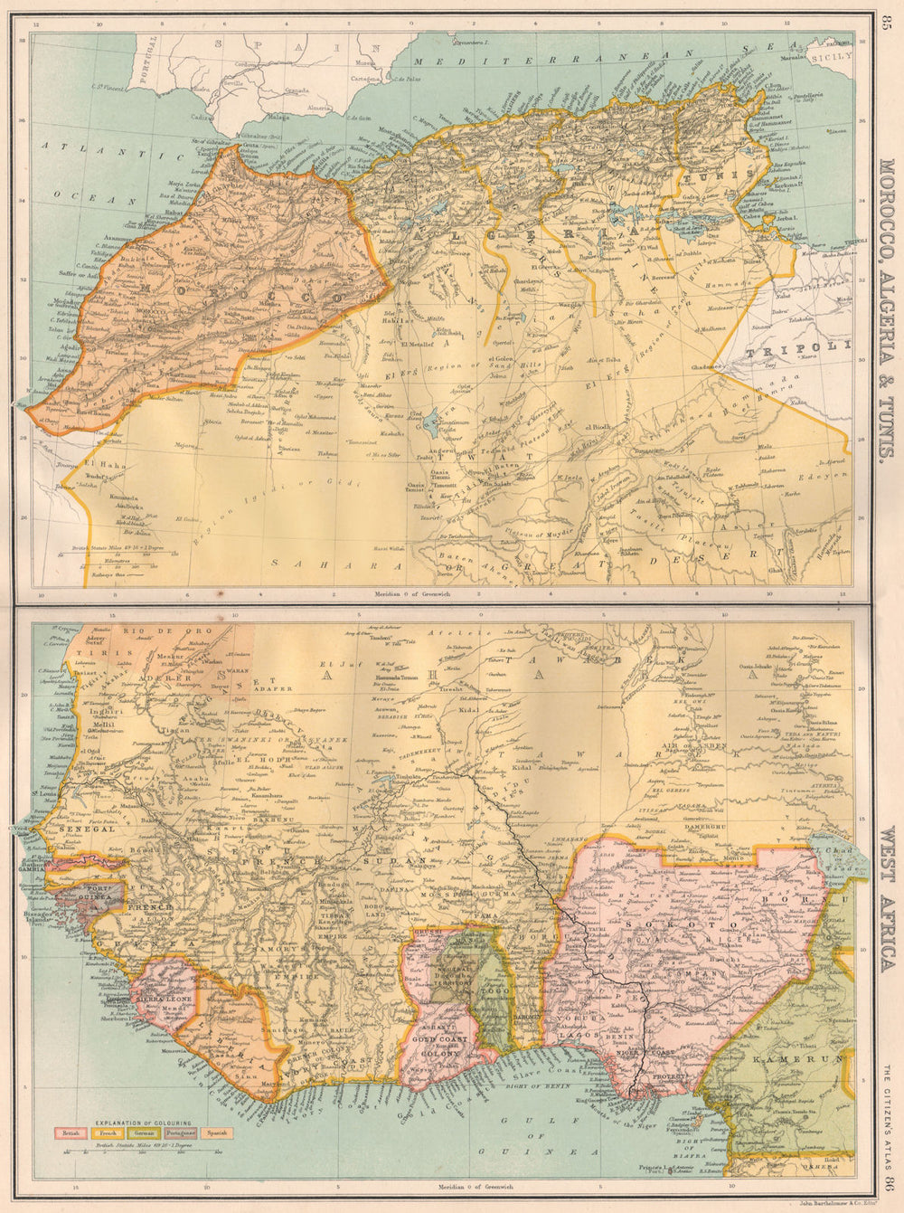 NORTH & COLONIAL WEST AFRICA. Nigeria marked as "Royal Niger Company" 1898 map