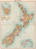 NEW ZEALAND & TASMANIA.Showing counties.Inset Fiji Islands.BARTHOLOMEW 1898 map