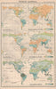 WORLD CLIMATE.January July Rainfall Winds.Snowfall limits.BARTHOLOMEW 1924 map