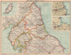 NORTHERN ENGLAND. Northumbs Durham Cumbs Westm Yorkshire North Riding 1924 map