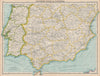 IBERIA. Southern Spain and Portugal. BARTHOLOMEW 1924 old antique map chart