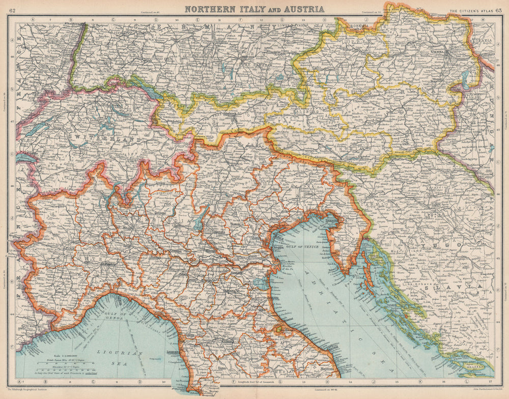 NORTH ITALY & AUSTRIA. Italian Istria & Zara/Zadar. Free State of Fiume 1924 map