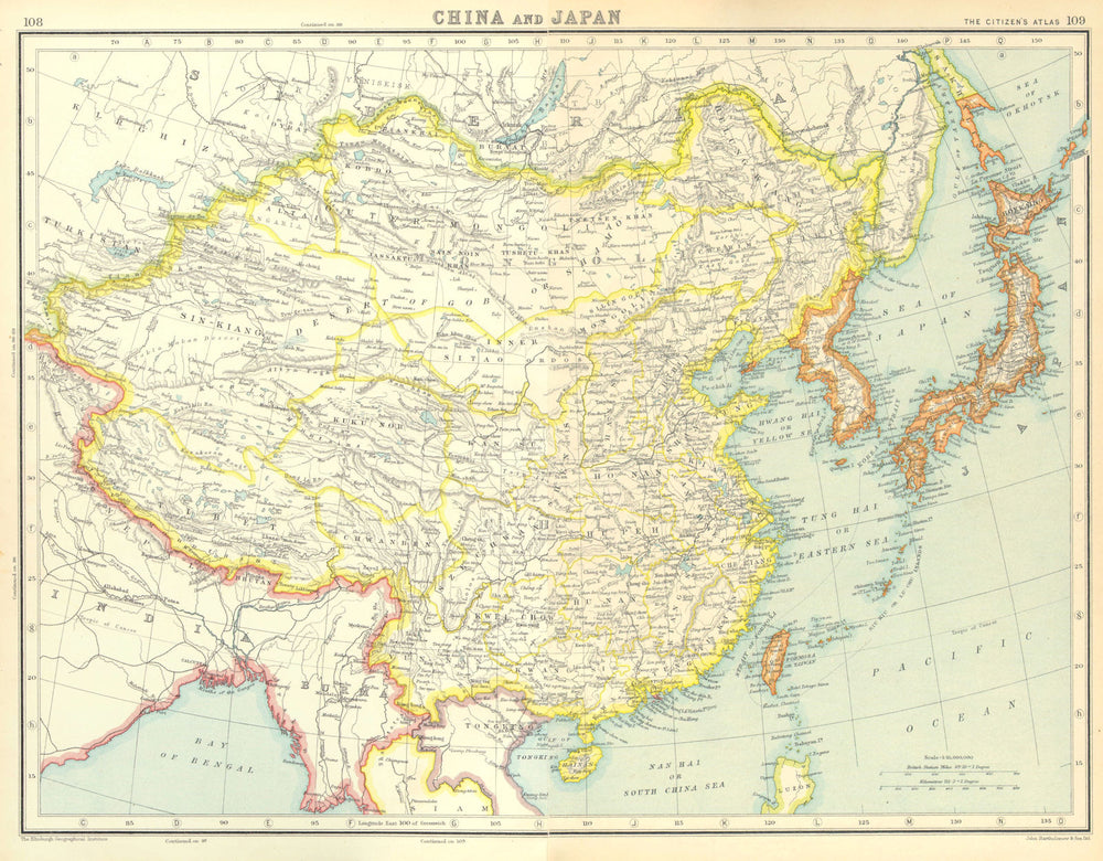 EAST ASIA. China Japan Japanese occupied Korea Formosa Taiwan. 1924 old map