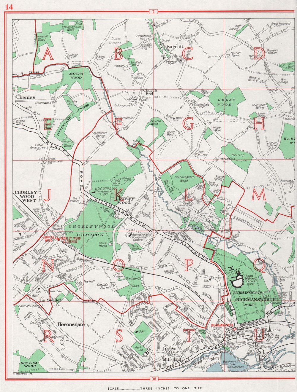 RICKMANSWORTH. Chorleywood Chenies Heronsgate Sarratt. HERTFORDSHIRE 1964 map