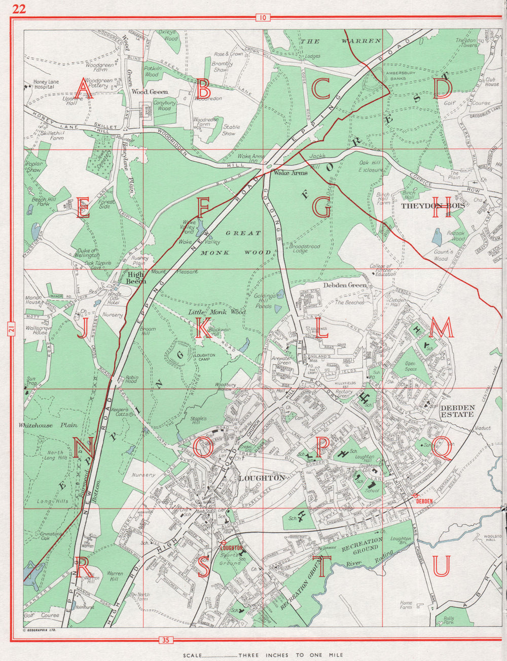 LOUGHTON. Theydon Bois Debden Green High Beach. Essex 1964 old vintage map