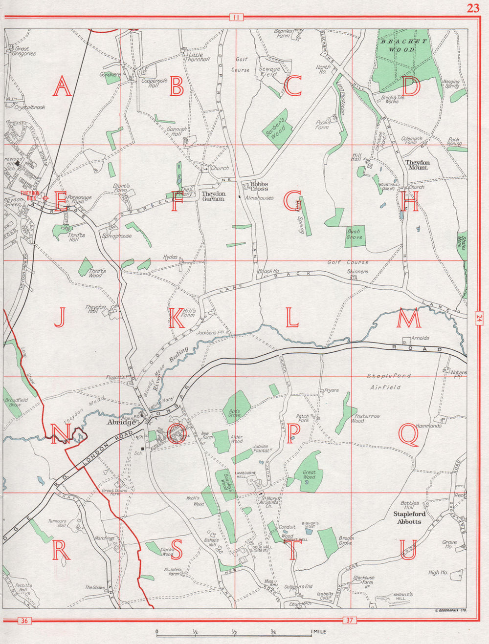 ESSEX. Abridge Stapleford Abbotts Theydon Mount Garnon Theydon 1964 old map