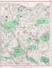 SOUTHGATE. Friern Barnet Palmers Green Oakwood Park 1964 old vintage map chart