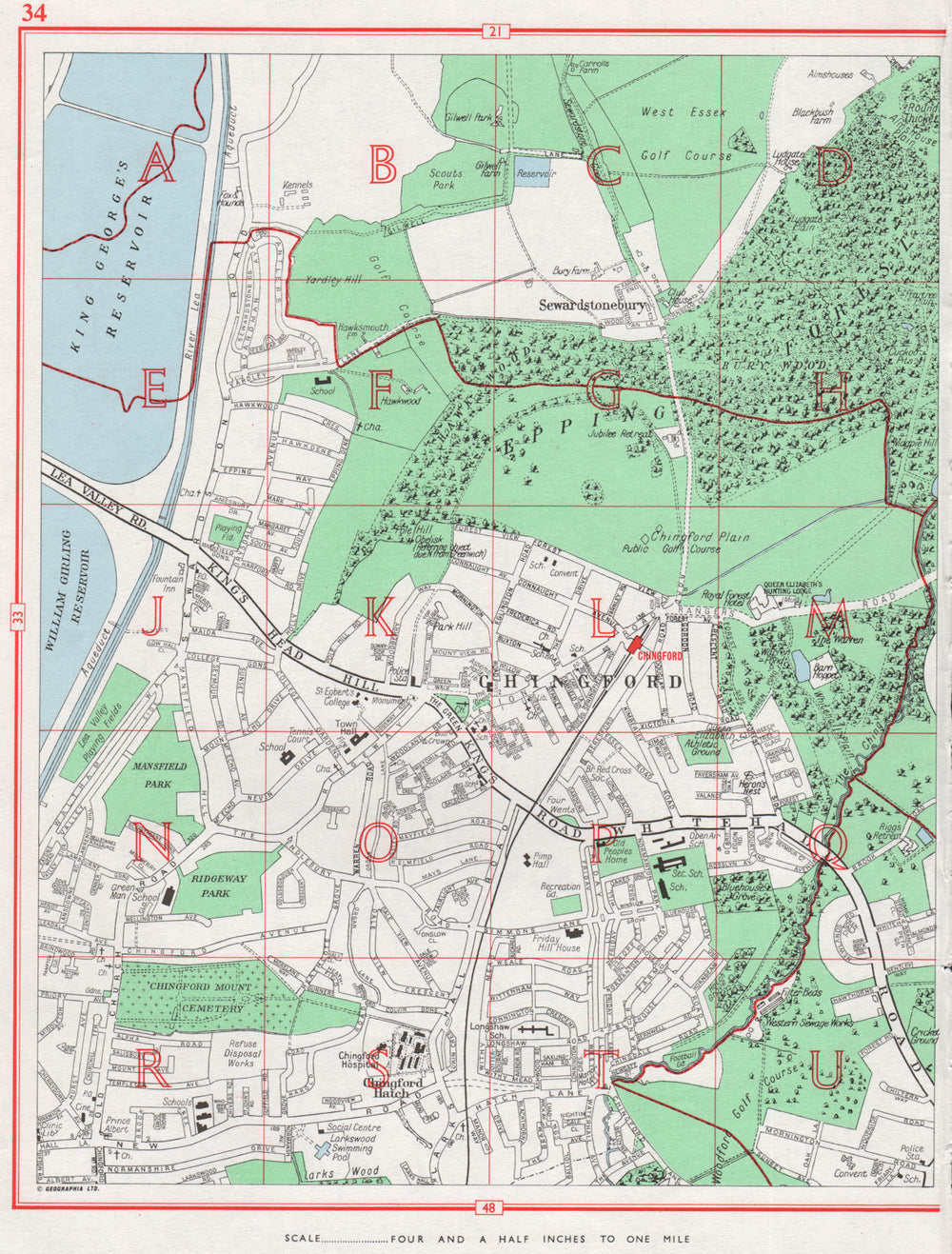 CHINGFORD. Sewardstonebury Epping Forest Friday Hill. Essex 1964 old map