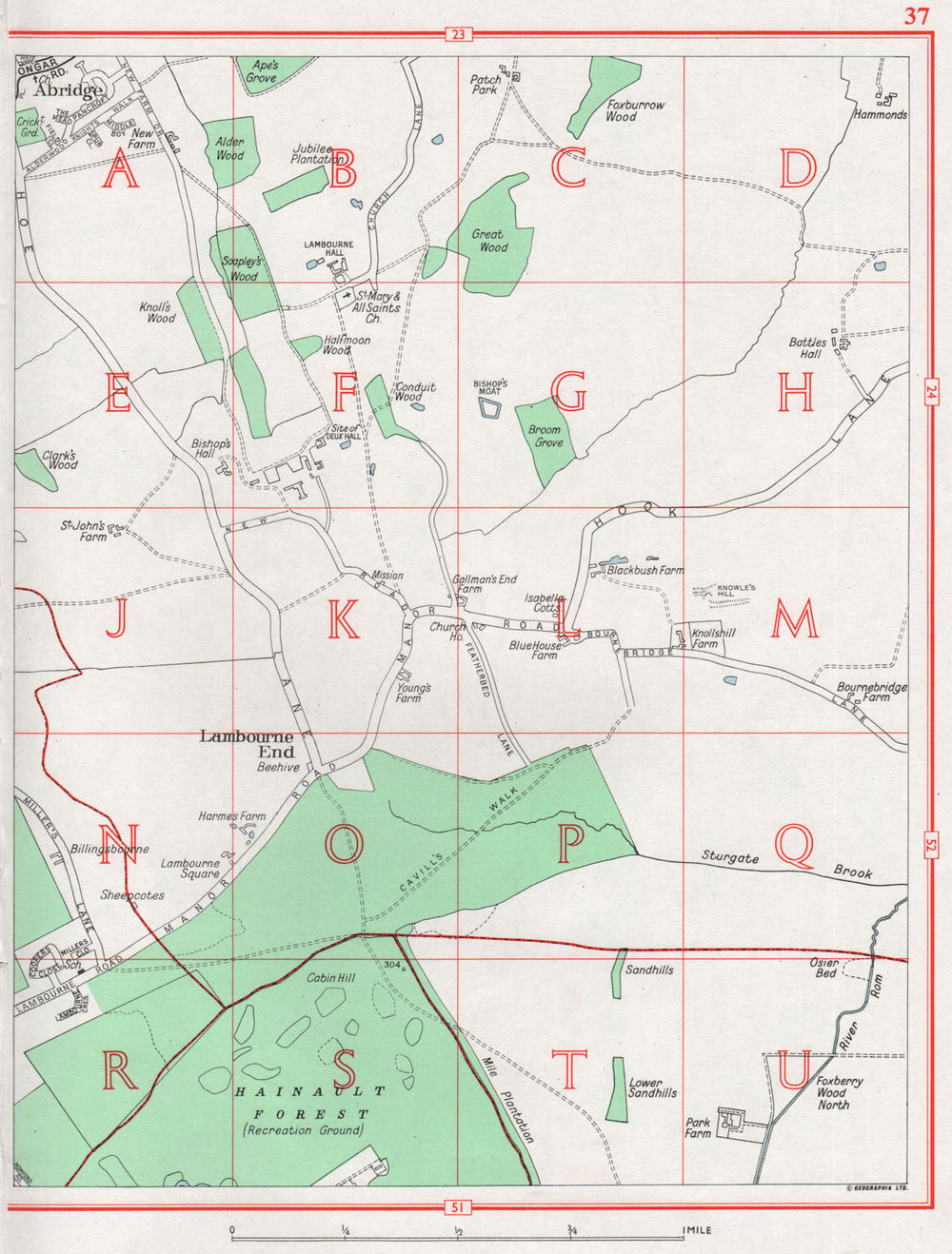 ESSEX. Chigwell Row Lambourne End Abridge Hainault Forest 1964 old vintage map