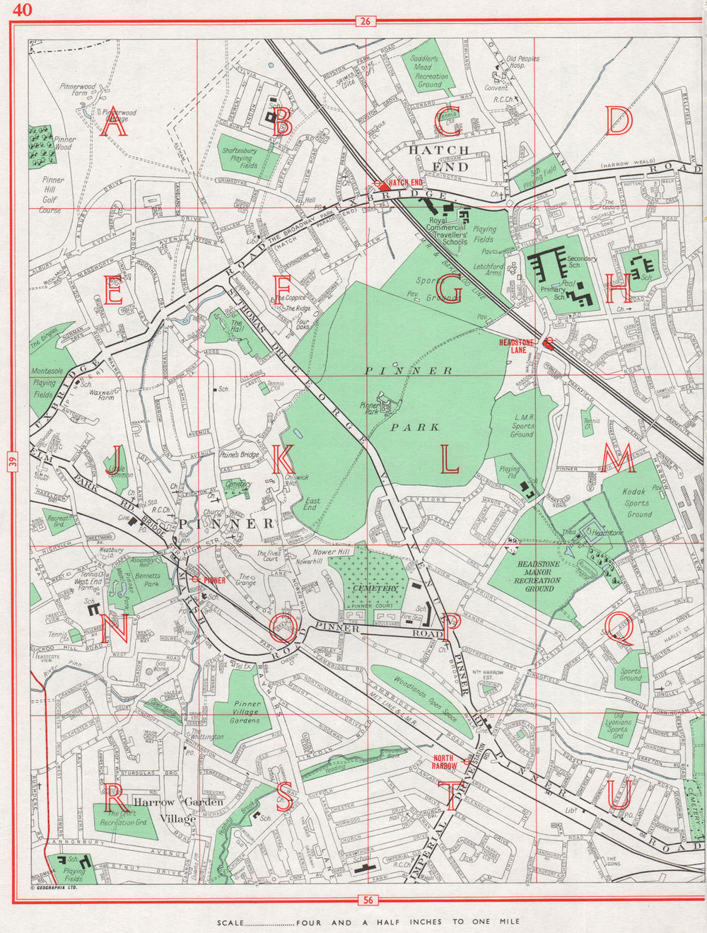 PINNER. Hatch End Harrow Garden Village Nower Hill Headstone 1964 old map