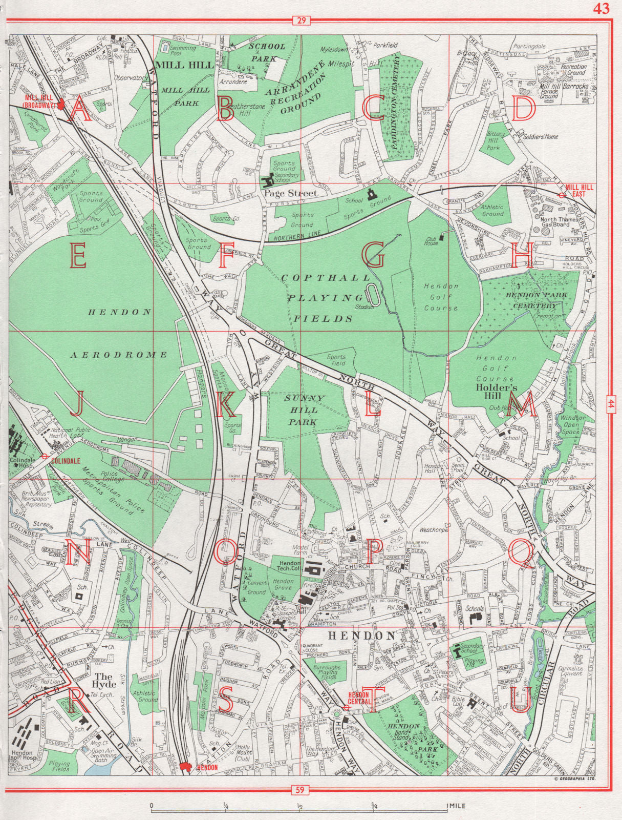 HENDON.Hyde Mill Hill Holder's Hill Colindale.Hendon Aerodrome.Pre-M1 ...