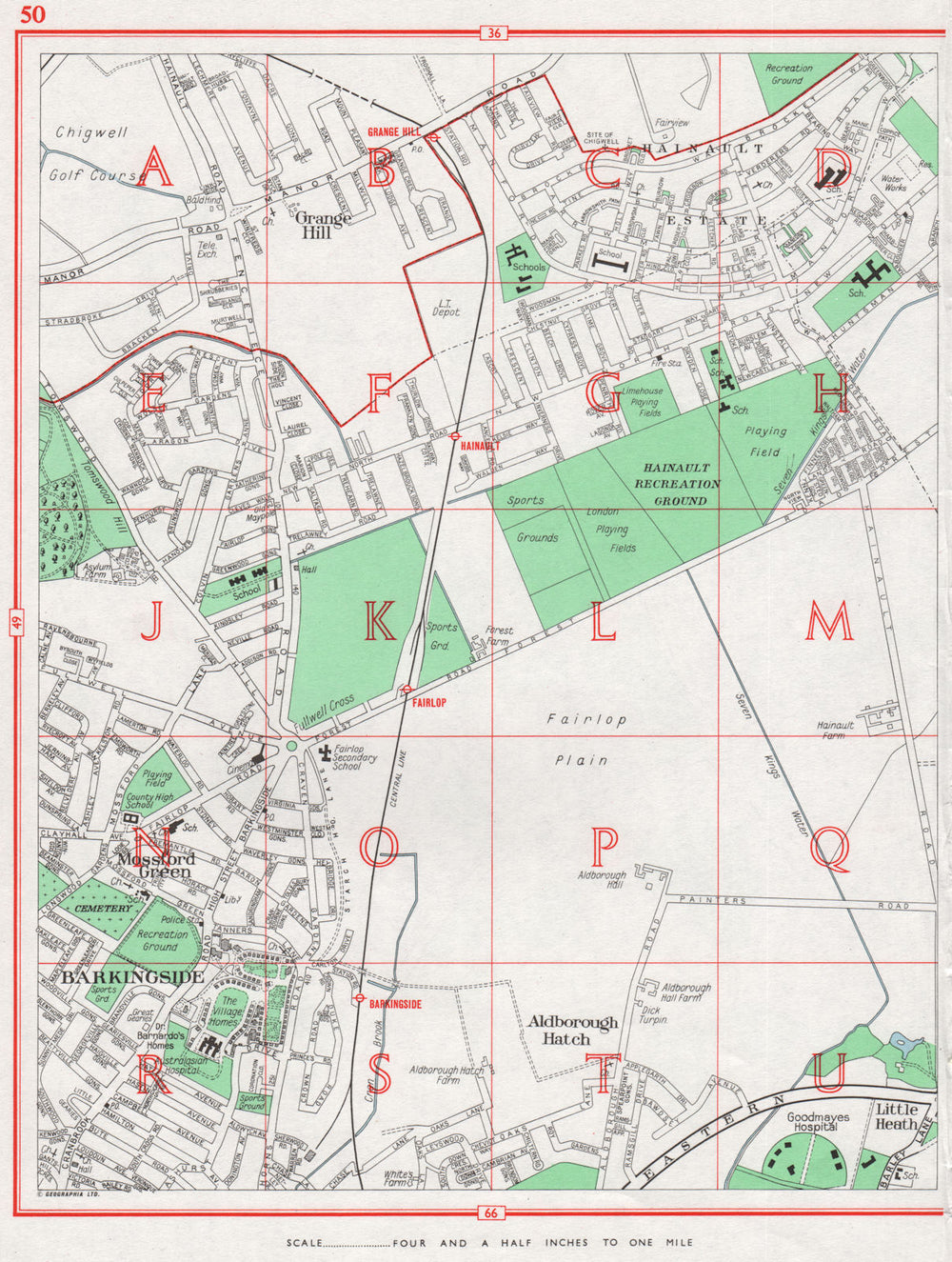 BARKINGSIDE. Hainault Grange Hill Aldborough Hatch Fulwell Cross 1964 old map