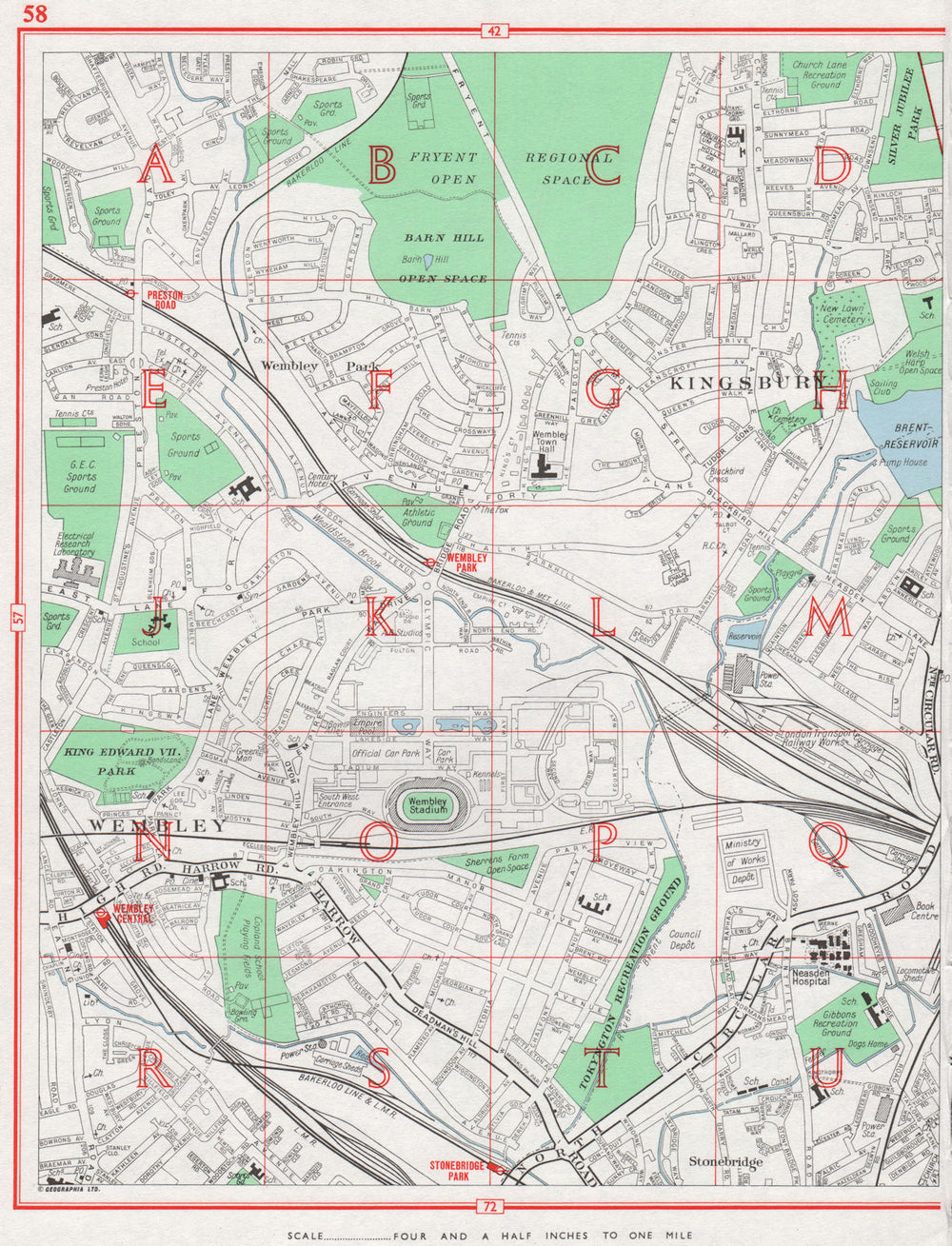 WEMBLEY. Stadium Kingsbury Stonebridge Park Preston Road Brent 1964 old map
